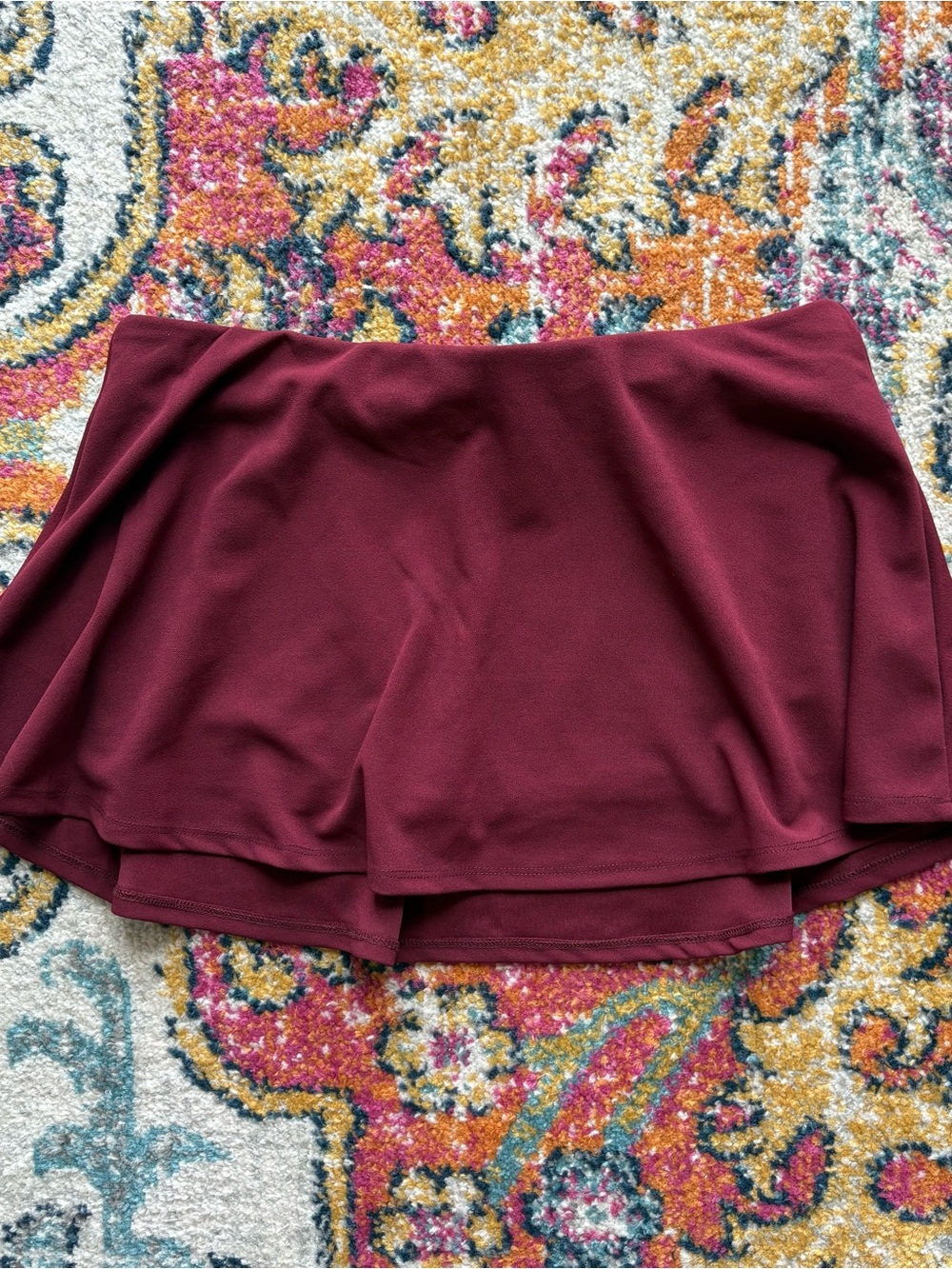 Burgundy Low Rise Mini Skirt